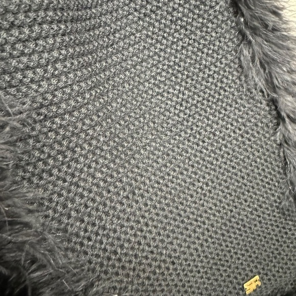 Sonia Rykiel black 100% wool scarf with feathers - Picture 5 of 9